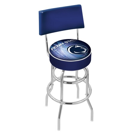 Holland Bar Stool Co 36" Blk Wrinkle Penn State Swivel Bar Stool, Laser Engraved Back L7C425PennSt-D2